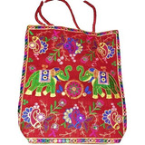 Bolso Playero Cartera Hindu Bordada 40 X 36 Con Cierre Y For