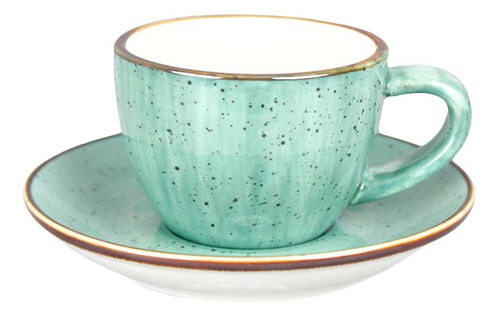 4 Tazas Con Platos De Porcelana Espresso 100 Ml Coup Color Verde Claro