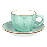 4 Tazas Con Platos De Porcelana Espresso 100 Ml Coup Color Verde Claro