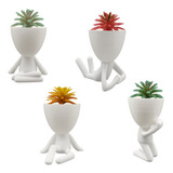 Kit 4 Vasos Bob + 4 Plantas Artificiais Decoração Sala