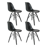 Conjunto 4 Cadeiras Eames Dsw Pé Plástico Inteira Preta