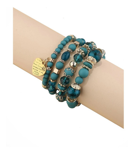 Pulsera Con Cuenta Con Corazón Set 4 Piezas Pnl