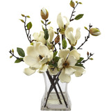 Arreglo De Magnolia Con Jarrón Nearly Natural 4534-wh, Blanc