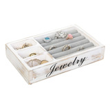 Mygift Caja Organizadora De Joyas De Madera Maciza Blanquead