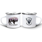 Mug Peltre Pocillo Metalico Camping Aventura