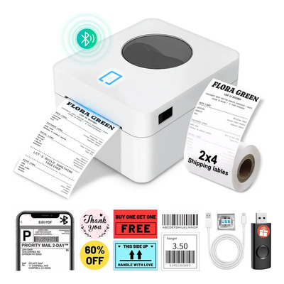 Impresora Termica Etiquetas Adhesivas Bluetooth y USB, 25-104mm, 203dpi, Impresora Térmica De Etiquetas para Oficina O Hogar, Etiquetadora con compartimento para etiquetas Compatible Mult. plataf. | Envío gratis