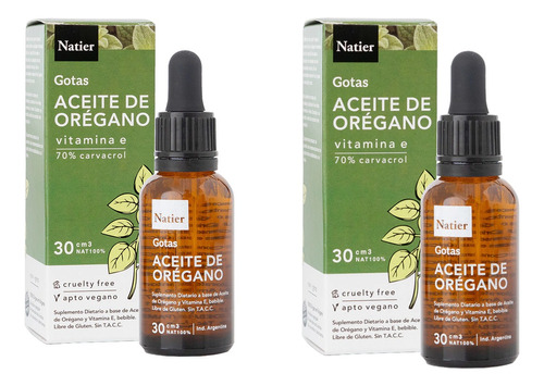 Aceite De Orégano X2 Vitamina E Hongos Uñas Natier 30ml 