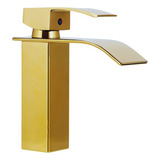 Torneira Banheiro Quadrada Monocomando Cascata Gold/dourado