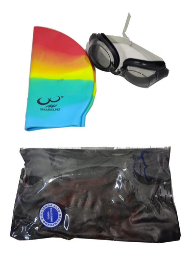 Set Natación Lentes Colores+ Gorro Silicona Estiche Adult Jo