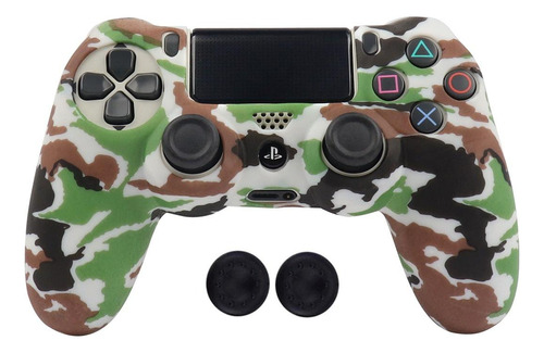 Capa Protetora Silicone Controle Ps4 Camuflada + Par Grip