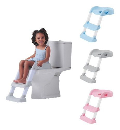 Troninho Redutor Assento Vaso Sanitário Infantil Com Escada Cor Cinza