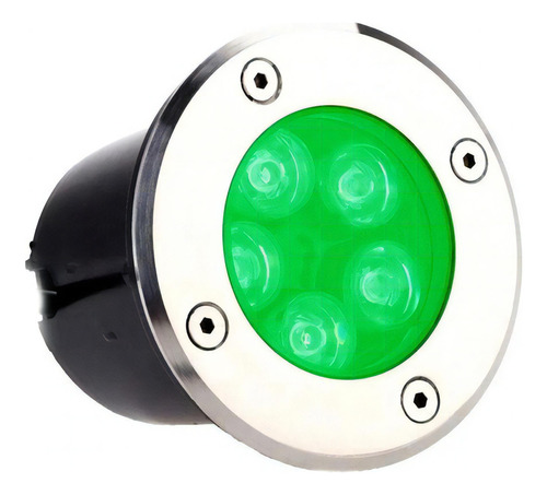 Spot Led Balizador 5w Verde Blindado Embutir Piso Chão Grama Cor Da Estrutura Cromado Cor Da Cúpula Preto