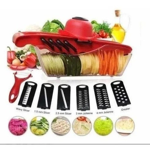 Mandolina Rallador Pica Todo  Multifunci 6 In 1 Kitchen Rojo