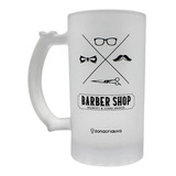 Caneca De Chopp Vidro Fosco Barber Shop Decoração Barbearia