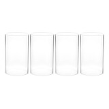 Vaso Cilíndrico Con Tapa De Vidrio, 4 Piezas