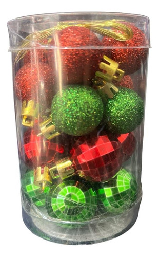 Juego Mini Bolas Navideñas Adornar Arbolito Navidad Colgar 