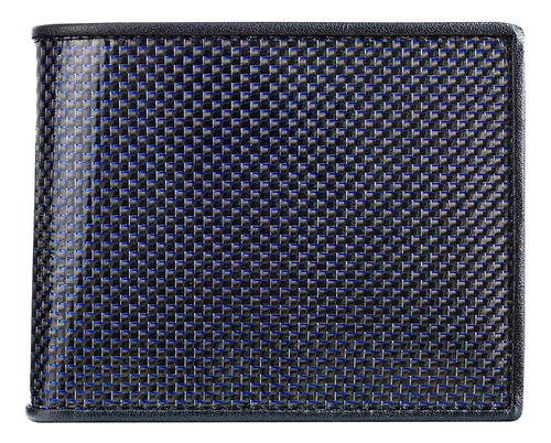 Cartera Azul De Fibra De Carbono Real Para Hombre Con Bloque