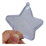 Kit 5 Estrela Acrílica Com Glitter Para Enfeite Festa Natal