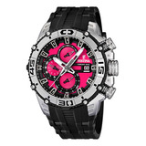 Reloj Festina Hombre Tour De France Cuacho Fecha F16600.8 Color De La Malla Negro Color Del Bisel Plateado Color Del Fondo Fucsia