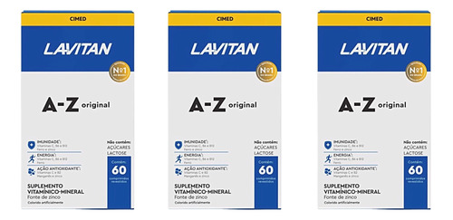 Kit 3 Lavitan Az 60 Cápsulas Original Vitaminas  Homem 