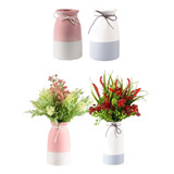 Vaso De Cerâmica 2 Cores Para Flor Com Cordão - 18cm