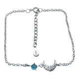 Pulsera Luna Con Dije Con Estrella Piedra Plata Italiana 925