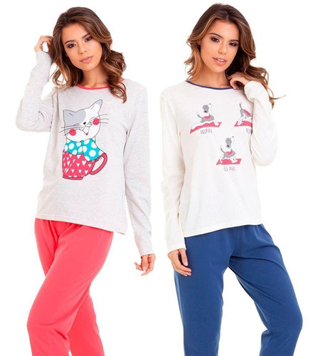 Kit C/1 Pijama Longo Calça E Blusa De Inverno Para Dormir