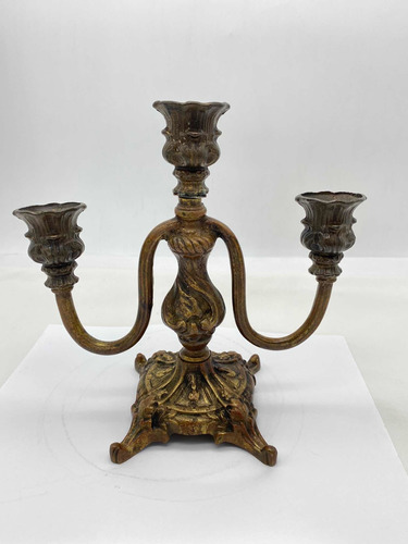 Candelabro Bronce Y Antimonio 3 Velas