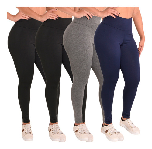 Kit 4 Calça Legging Feminina Slim  Academia Suplex Atacado