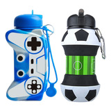 2 Botella - Balón Futbol Y Joystick Juego Para Niños Azul