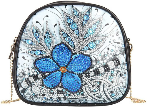 Kit Pintura Con Diamantes 5d Bolso Flor Azul Bricolaje