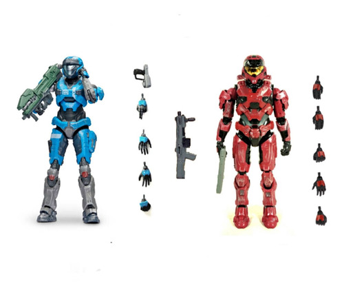 Colección Halo The Spartan Mk Vii Roja Y Kat-b320 6.5 Azul