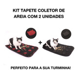 Kit Tapete Coletor De Areia Para Gatos C/  2 Un Ver. E Preto