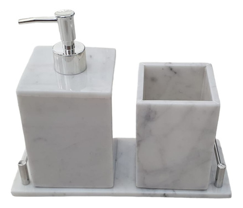 Dispenser Jabon Liquido, Vaso Y Bandeja Marmol Carrara
