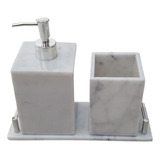 Dispenser Jabon Liquido, Vaso Y Bandeja Marmol Carrara