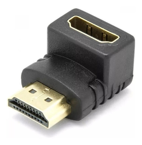 Adaptador Hdmi Hembra A Hdmi Macho Codo 90° Grados V1.4 Oro