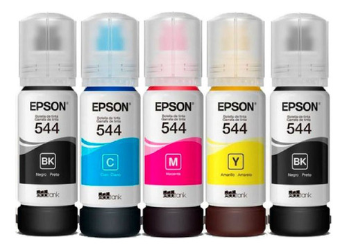 Kit X5 Tinta Epson 544, L3210 L3110 L3250 L3150 L5290 L5590