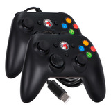 Kit 2 Controle Usb Compatível Xbox 360 Pc Joystick Fio Fone