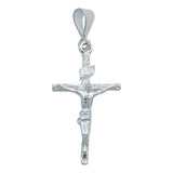 Dije Cruz Jesucristo Inri Liso Divino Rostro Plata 925