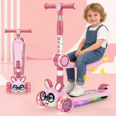 Patinete Scooter Plegable De Altura Ajustable Con Led Asient | Envío gratis