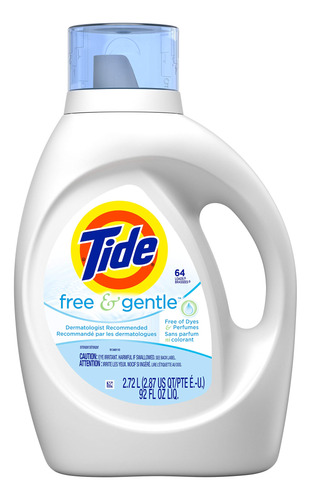 Tide Free & Gentle - Detergente Liquido Para Ropa, 64 Cargas