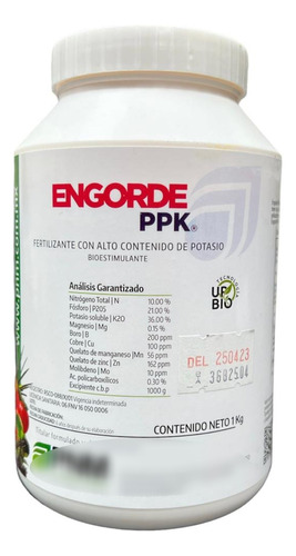 Engorde P P K, Nutriente Potasio Llenador De Fruto 1 Kg