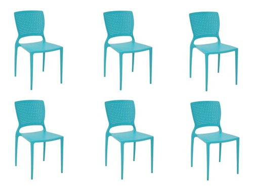 Conjunto 6 Cadeiras Safira Azul Tramontina