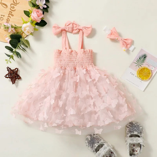 Vestido Para Niña Pequeña  Vestido Con Tirantes Con Lazo Par