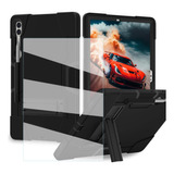 Mica + Funda Para Galaxy Tab S9+ / S9 Fe+ Rudo Base Negro