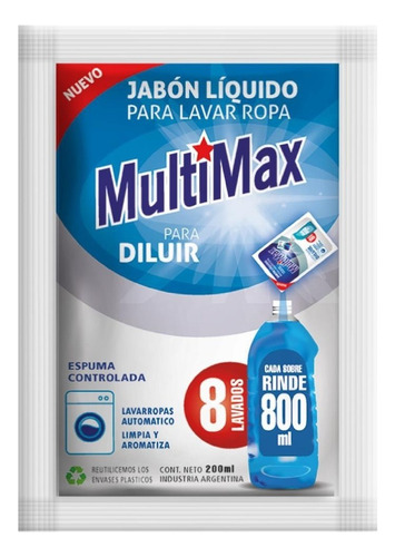 Jabón Líquido Concentrado Multimax Rinde 800ml X 200ml