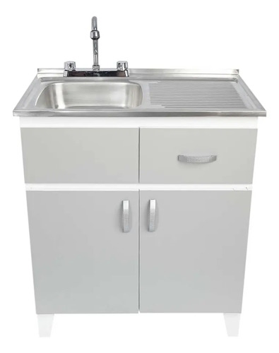 Fregadero Con Tarja Cocina Gabinete De Lamina Gris 80cm