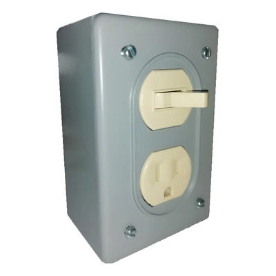 Kit Duplex: Contacto + Apagador, Caja Fs + Placa Gris