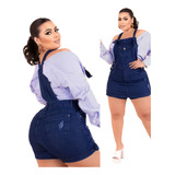 Macacão Jeans Feminino Plus Size Com Laycra Exclusivo