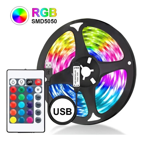 Tira Led Usb 10 Metros Luces Rgb Decoración+ Control Remoto